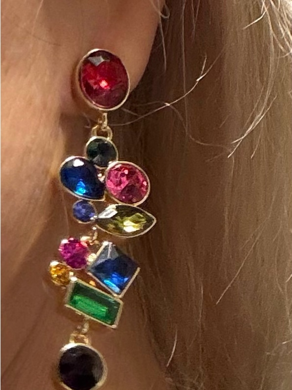 Multicolor Gem Drop Earrings